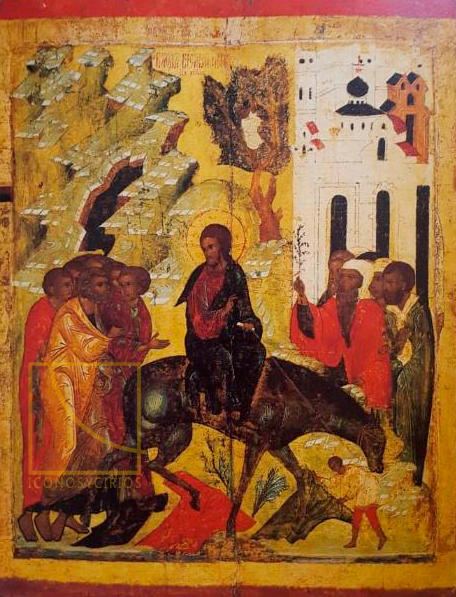 Icono del siglo XVI de la Entrada de Jesús en Jerusalén