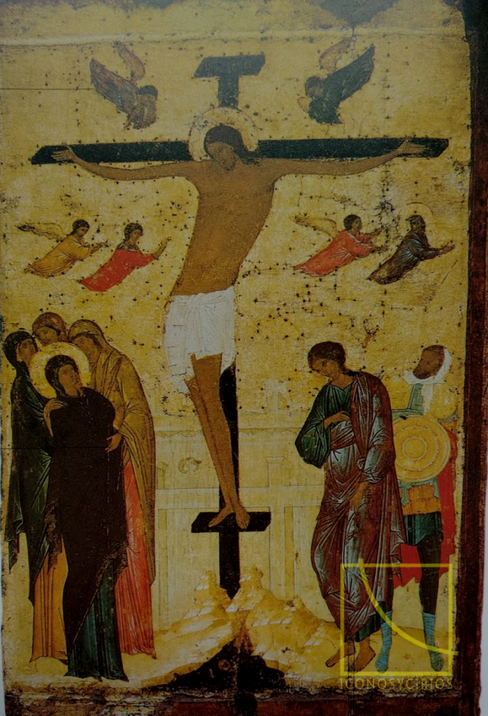 Icono de la Crucifixión pintado a mano