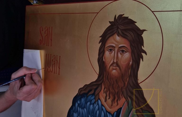 Icono de san Juan Bautista pintado a mano